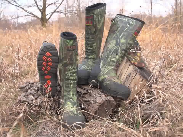 Men's Guide Gear® Rubber / Neoprene Universal Hunting Boots Mossy Oak Break-Up Infinity® - image 10 from the video